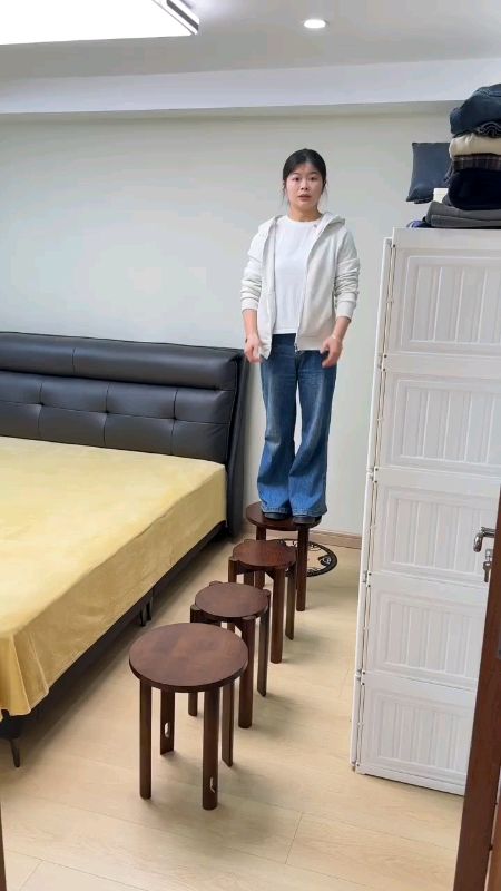 Cekout 4-in-1 Stackable Stool Set Solid Wood Chair with Wheels Multi-Use #chair #solidwoodstool #shopeesg #shopeehaul #shopeefind